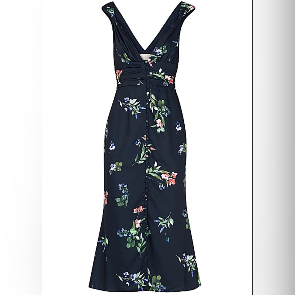 KEEPSAKE the Label Navy Floral Button-Front Midi Dress